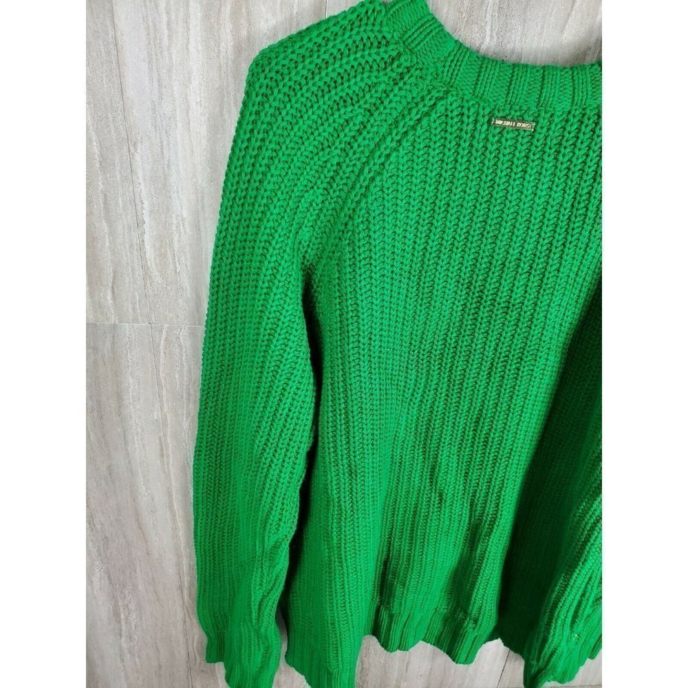 COPY - MICHAEL KORS Gold Stud Detail Dark Green Sweater Knit Top Size Large - Picture 4 of 11